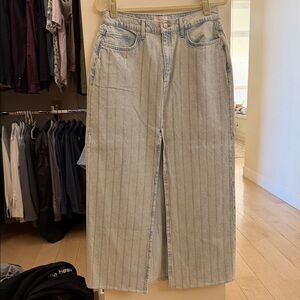 Triarchy Women's Striped Light Blue Denim Skirt